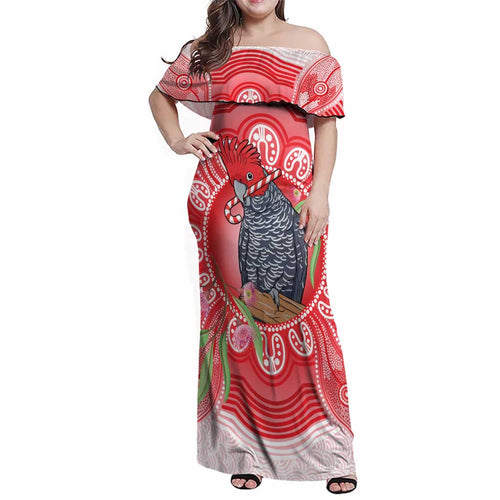 Australia Gang-gang Cockatoo Christmas Family Matching Off Shoulder Maxi Dress and Hawaiian Shirt Eucalyptus Blossoms Aboriginal Merry Xmas - Aussie Hoodie