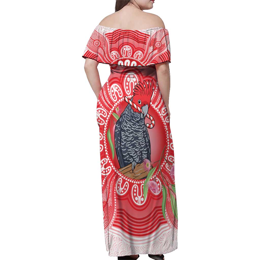 Australia Gang-gang Cockatoo Christmas Family Matching Off Shoulder Maxi Dress and Hawaiian Shirt Eucalyptus Blossoms Aboriginal Merry Xmas - Aussie Hoodie