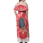 Australia Gang-gang Cockatoo Christmas Family Matching Off Shoulder Maxi Dress and Hawaiian Shirt Eucalyptus Blossoms Aboriginal Merry Xmas - Aussie Hoodie