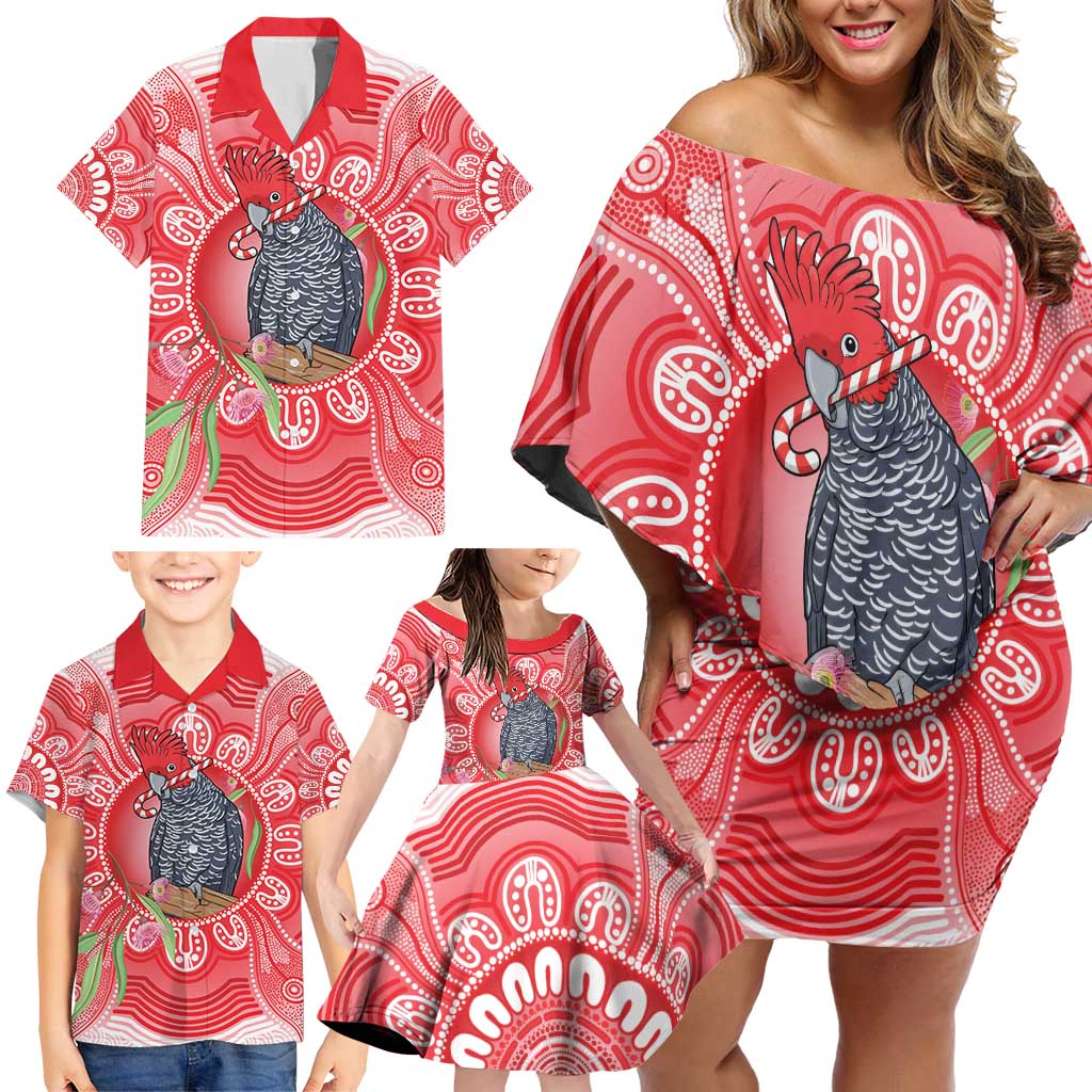 Australia Gang-gang Cockatoo Christmas Family Matching Off Shoulder Short Dress and Hawaiian Shirt Eucalyptus Blossoms Aboriginal Merry Xmas - Aussie Hoodie