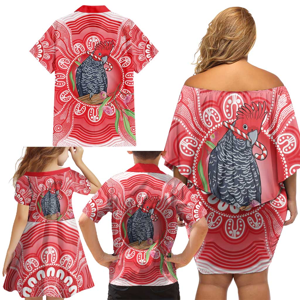 Australia Gang-gang Cockatoo Christmas Family Matching Off Shoulder Short Dress and Hawaiian Shirt Eucalyptus Blossoms Aboriginal Merry Xmas - Aussie Hoodie