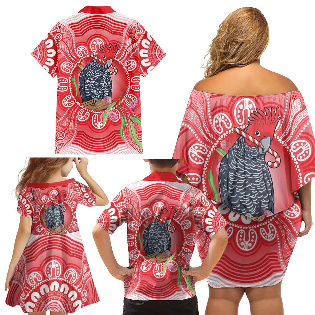 Australia Gang-gang Cockatoo Christmas Family Matching Off Shoulder Short Dress and Hawaiian Shirt Eucalyptus Blossoms Aboriginal Merry Xmas - Aussie Hoodie