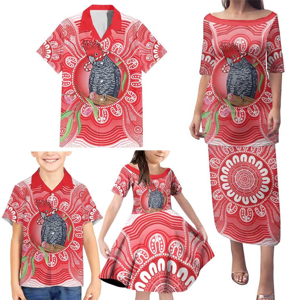 Australia Gang-gang Cockatoo Christmas Family Matching Puletasi and Hawaiian Shirt Eucalyptus Blossoms Aboriginal Merry Xmas - Aussie Hoodie