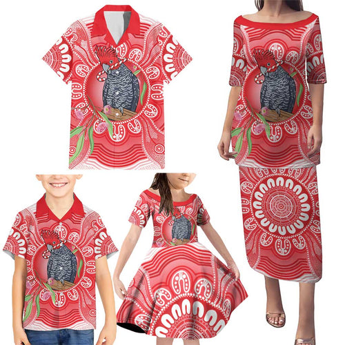 Australia Gang-gang Cockatoo Christmas Family Matching Puletasi and Hawaiian Shirt Eucalyptus Blossoms Aboriginal Merry Xmas - Aussie Hoodie