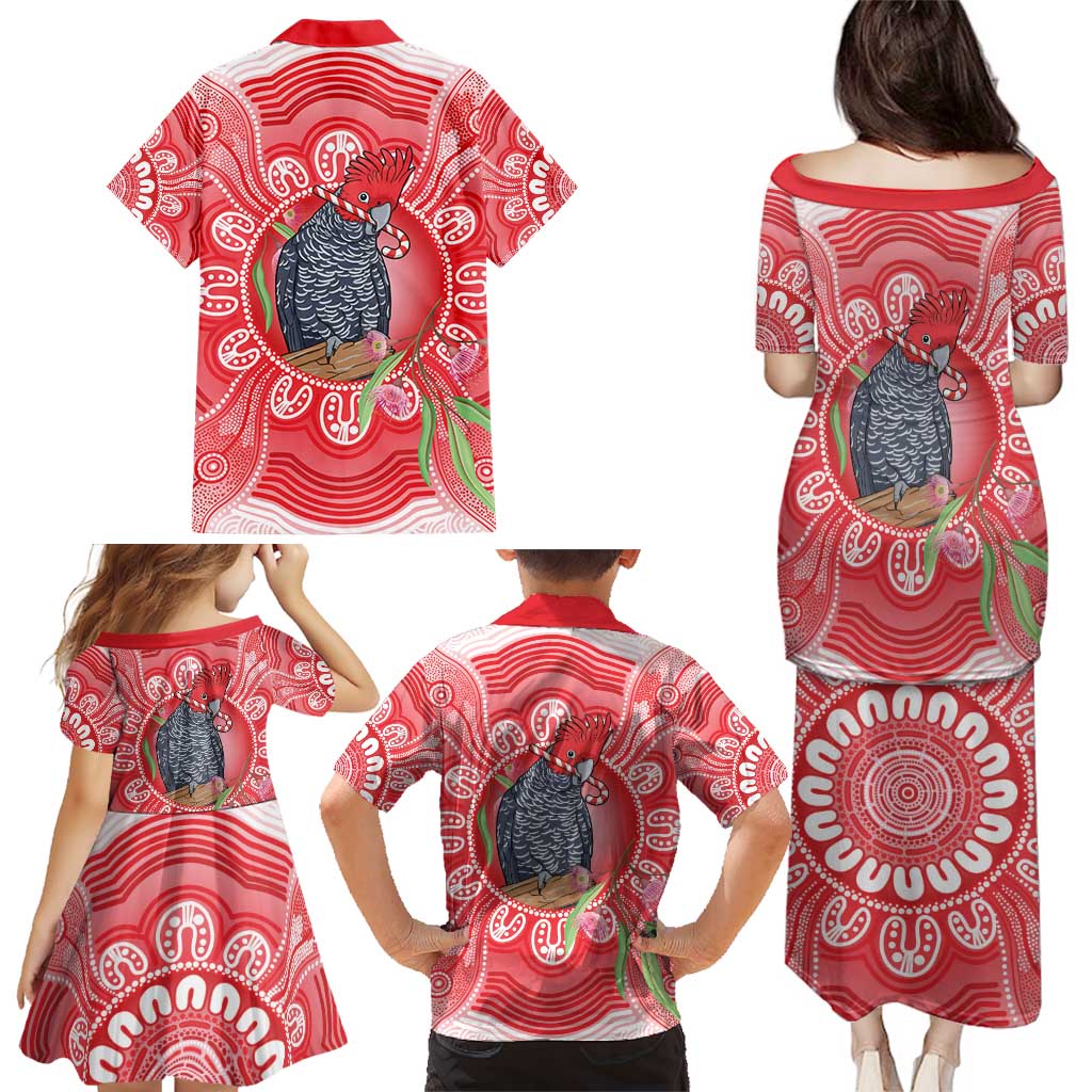 Australia Gang-gang Cockatoo Christmas Family Matching Puletasi and Hawaiian Shirt Eucalyptus Blossoms Aboriginal Merry Xmas - Aussie Hoodie