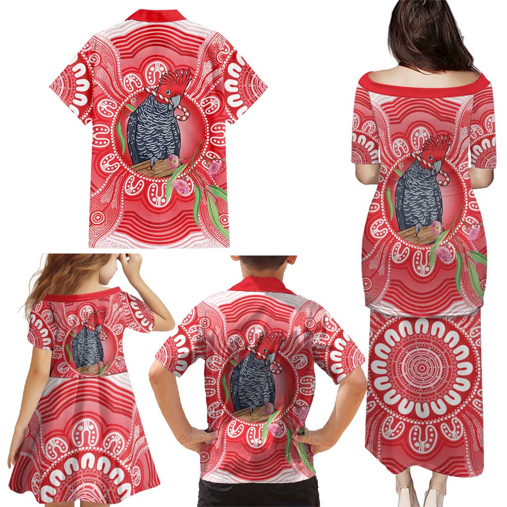 Australia Gang-gang Cockatoo Christmas Family Matching Puletasi and Hawaiian Shirt Eucalyptus Blossoms Aboriginal Merry Xmas - Aussie Hoodie