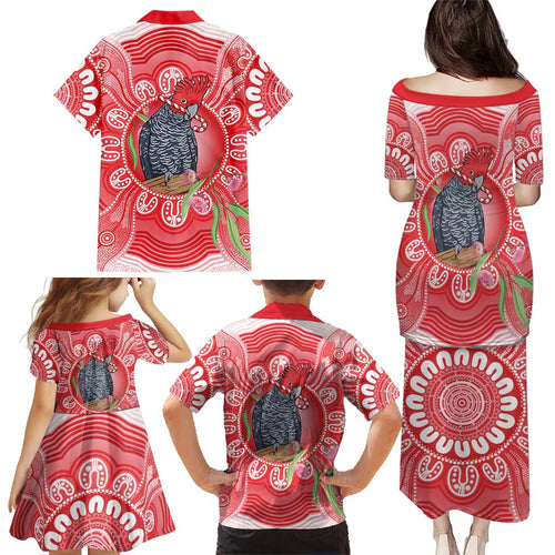 Australia Gang-gang Cockatoo Christmas Family Matching Puletasi and Hawaiian Shirt Eucalyptus Blossoms Aboriginal Merry Xmas - Aussie Hoodie