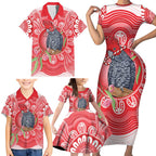 Australia Gang-gang Cockatoo Christmas Family Matching Short Sleeve Bodycon Dress and Hawaiian Shirt Eucalyptus Blossoms Aboriginal Merry Xmas - Aussie Hoodie