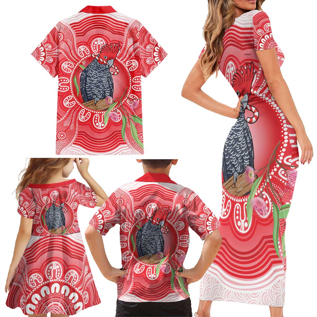 Australia Gang-gang Cockatoo Christmas Family Matching Short Sleeve Bodycon Dress and Hawaiian Shirt Eucalyptus Blossoms Aboriginal Merry Xmas - Aussie Hoodie