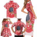 Australia Gang-gang Cockatoo Christmas Family Matching Short Sleeve Bodycon Dress and Hawaiian Shirt Eucalyptus Blossoms Aboriginal Merry Xmas - Aussie Hoodie