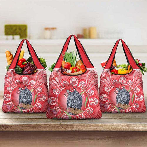 Australia Gang-gang Cockatoo Christmas Grocery Bag Eucalyptus Blossoms Aboriginal Merry Xmas - Aussie Hoodie
