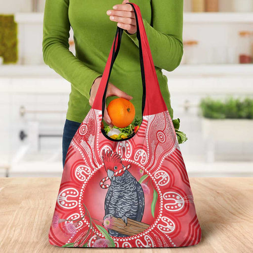 Australia Gang-gang Cockatoo Christmas Grocery Bag Eucalyptus Blossoms Aboriginal Merry Xmas - Aussie Hoodie