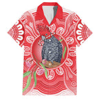 Australia Gang-gang Cockatoo Christmas Hawaiian Shirt Eucalyptus Blossoms Aboriginal Merry Xmas - Aussie Hoodie