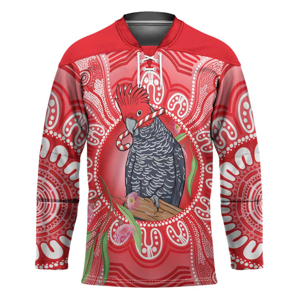 Australia Gang-gang Cockatoo Christmas Hockey Jersey Eucalyptus Blossoms Aboriginal Merry Xmas - Aussie Hoodie
