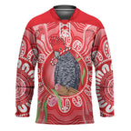 Australia Gang-gang Cockatoo Christmas Hockey Jersey Eucalyptus Blossoms Aboriginal Merry Xmas - Aussie Hoodie