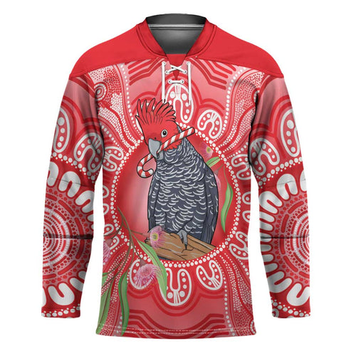 Australia Gang-gang Cockatoo Christmas Hockey Jersey Eucalyptus Blossoms Aboriginal Merry Xmas - Aussie Hoodie