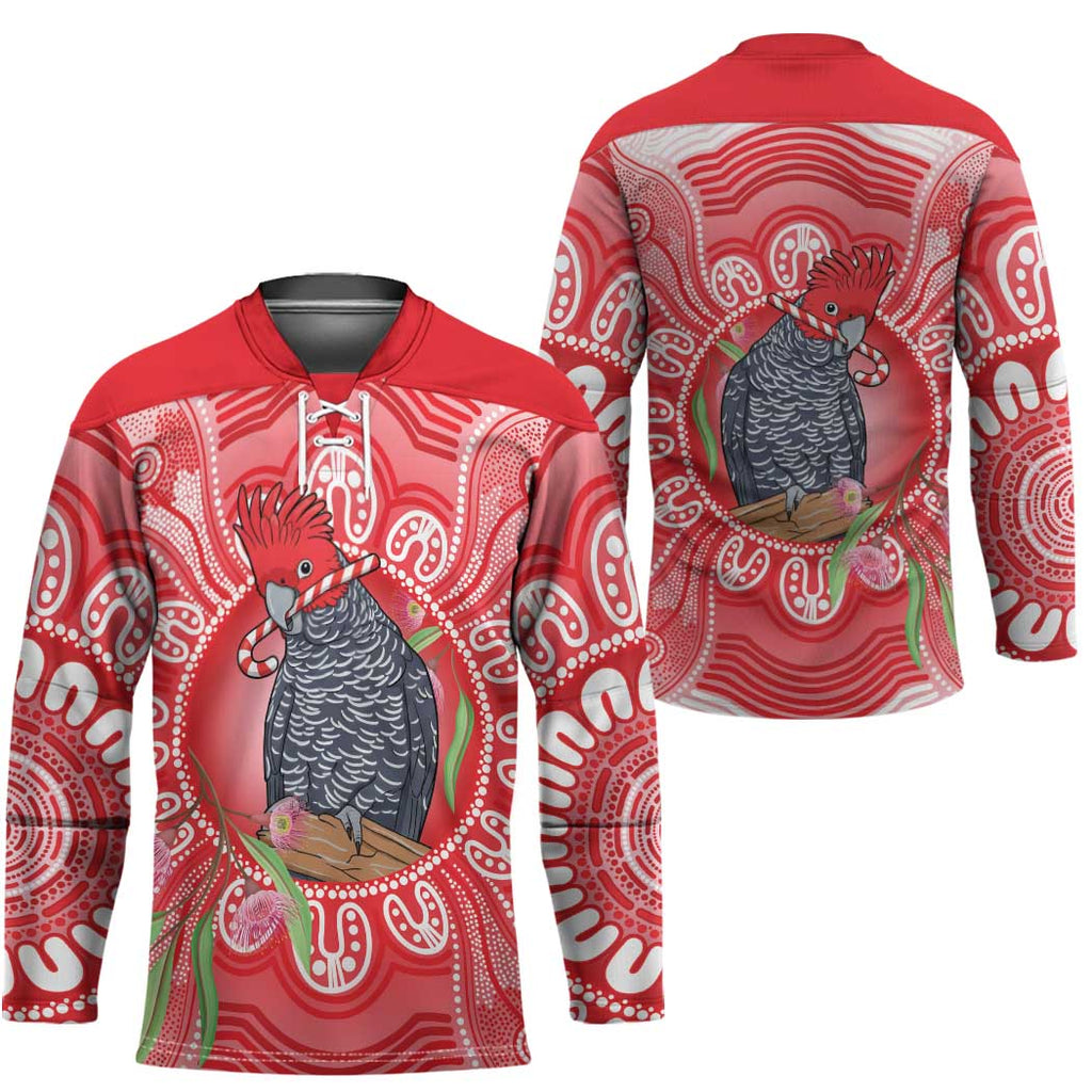 Australia Gang-gang Cockatoo Christmas Hockey Jersey Eucalyptus Blossoms Aboriginal Merry Xmas - Aussie Hoodie