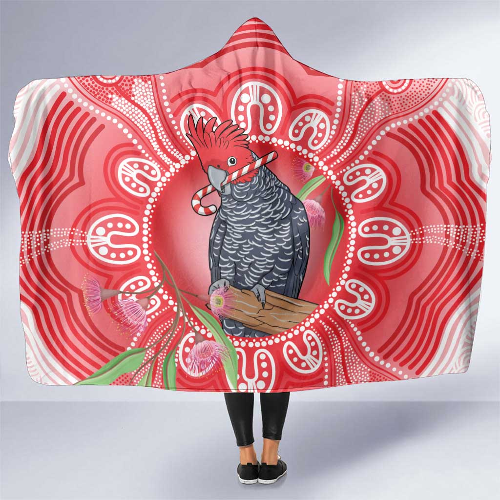 Australia Gang-gang Cockatoo Christmas Hooded Blanket Eucalyptus Blossoms Aboriginal Merry Xmas - Aussie Hoodie