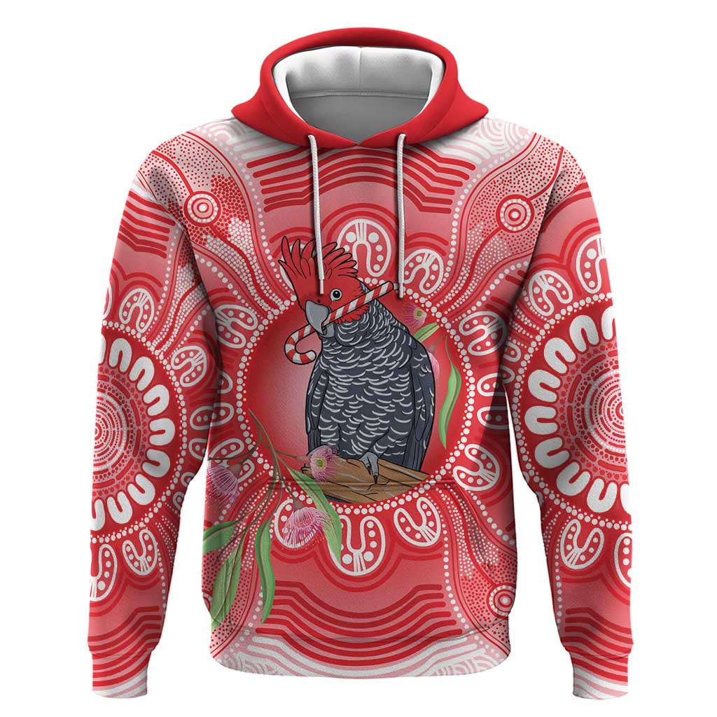 Australia Gang-gang Cockatoo Christmas Hoodie Eucalyptus Blossoms Aboriginal Merry Xmas - Aussie Hoodie