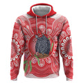 Australia Gang-gang Cockatoo Christmas Hoodie Eucalyptus Blossoms Aboriginal Merry Xmas - Aussie Hoodie