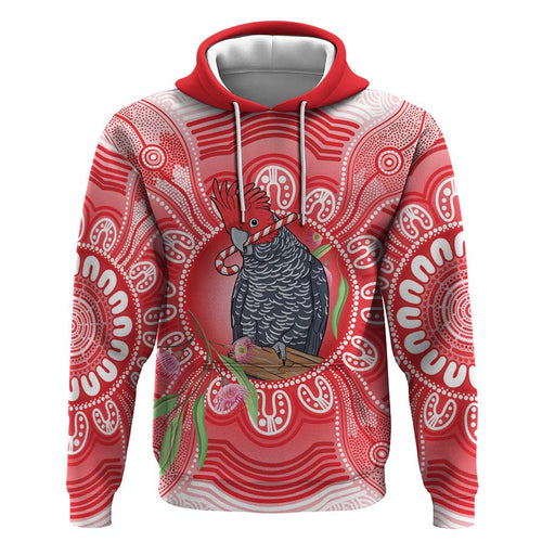 Australia Gang-gang Cockatoo Christmas Hoodie Eucalyptus Blossoms Aboriginal Merry Xmas - Aussie Hoodie