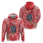 Australia Gang-gang Cockatoo Christmas Hoodie Eucalyptus Blossoms Aboriginal Merry Xmas - Aussie Hoodie