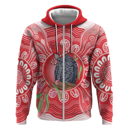 Australia Gang-gang Cockatoo Christmas Hoodie Eucalyptus Blossoms Aboriginal Merry Xmas - Aussie Hoodie