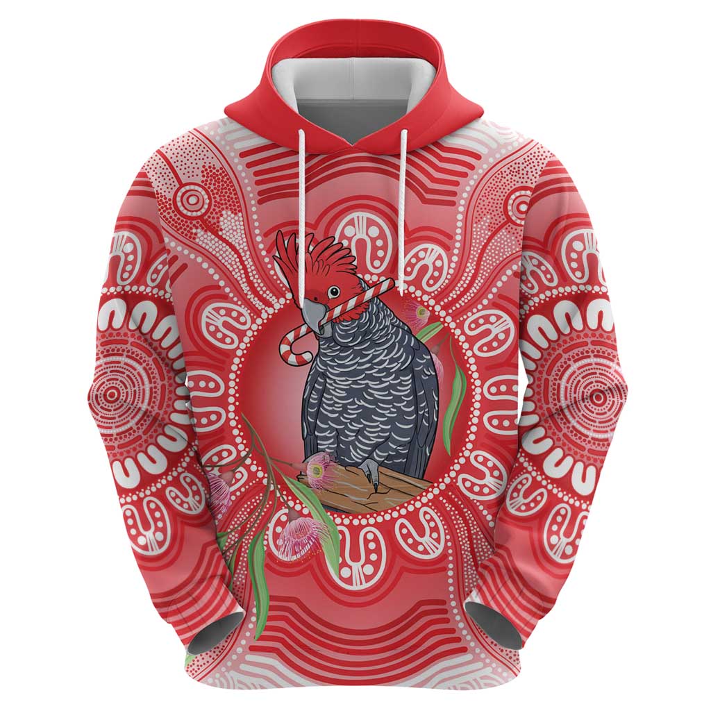 Australia Gang-gang Cockatoo Christmas Hoodie Eucalyptus Blossoms Aboriginal Merry Xmas - Aussie Hoodie
