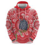 Australia Gang-gang Cockatoo Christmas Hoodie Eucalyptus Blossoms Aboriginal Merry Xmas - Aussie Hoodie