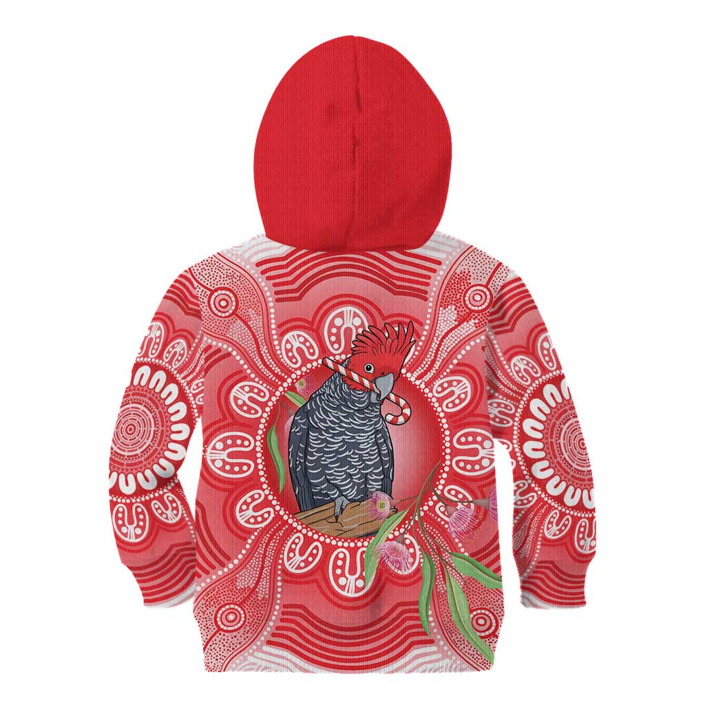 Australia Gang-gang Cockatoo Christmas Kid Hoodie Eucalyptus Blossoms Aboriginal Merry Xmas - Aussie Hoodie