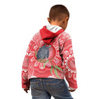 Australia Gang-gang Cockatoo Christmas Kid Hoodie Eucalyptus Blossoms Aboriginal Merry Xmas - Aussie Hoodie