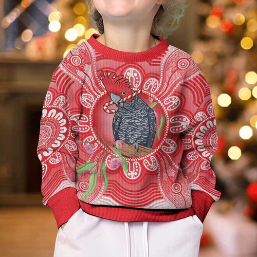 Australia Gang-gang Cockatoo Christmas Kid Ugly Christmas Sweater Eucalyptus Blossoms Aboriginal Merry Xmas - Aussie Hoodie