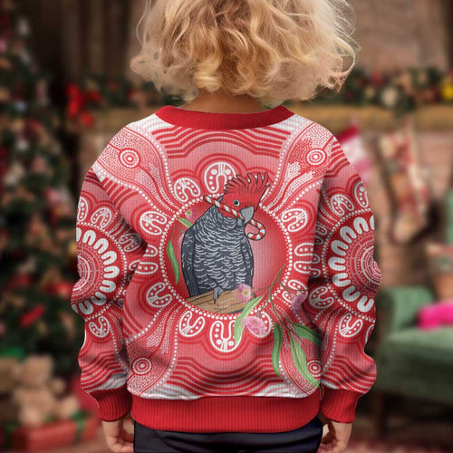 Australia Gang-gang Cockatoo Christmas Kid Ugly Christmas Sweater Eucalyptus Blossoms Aboriginal Merry Xmas - Aussie Hoodie