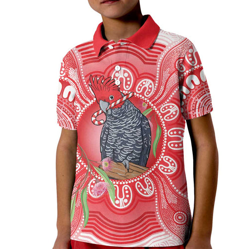 Australia Gang-gang Cockatoo Christmas Kid Polo Shirt Eucalyptus Blossoms Aboriginal Merry Xmas - Aussie Hoodie