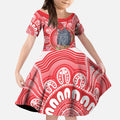 Australia Gang-gang Cockatoo Christmas Kid Short Sleeve Dress Eucalyptus Blossoms Aboriginal Merry Xmas - Aussie Hoodie