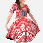 Australia Gang-gang Cockatoo Christmas Kid Short Sleeve Dress Eucalyptus Blossoms Aboriginal Merry Xmas - Aussie Hoodie
