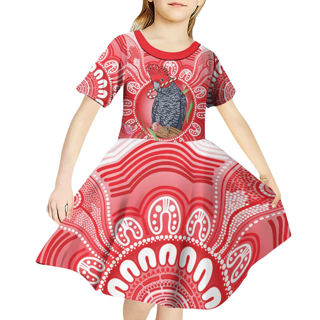 Australia Gang-gang Cockatoo Christmas Kid Short Sleeve Dress Eucalyptus Blossoms Aboriginal Merry Xmas - Aussie Hoodie