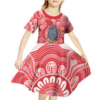 Australia Gang-gang Cockatoo Christmas Kid Short Sleeve Dress Eucalyptus Blossoms Aboriginal Merry Xmas - Aussie Hoodie