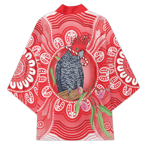 Australia Gang-gang Cockatoo Christmas Kimono Eucalyptus Blossoms Aboriginal Merry Xmas - Aussie Hoodie