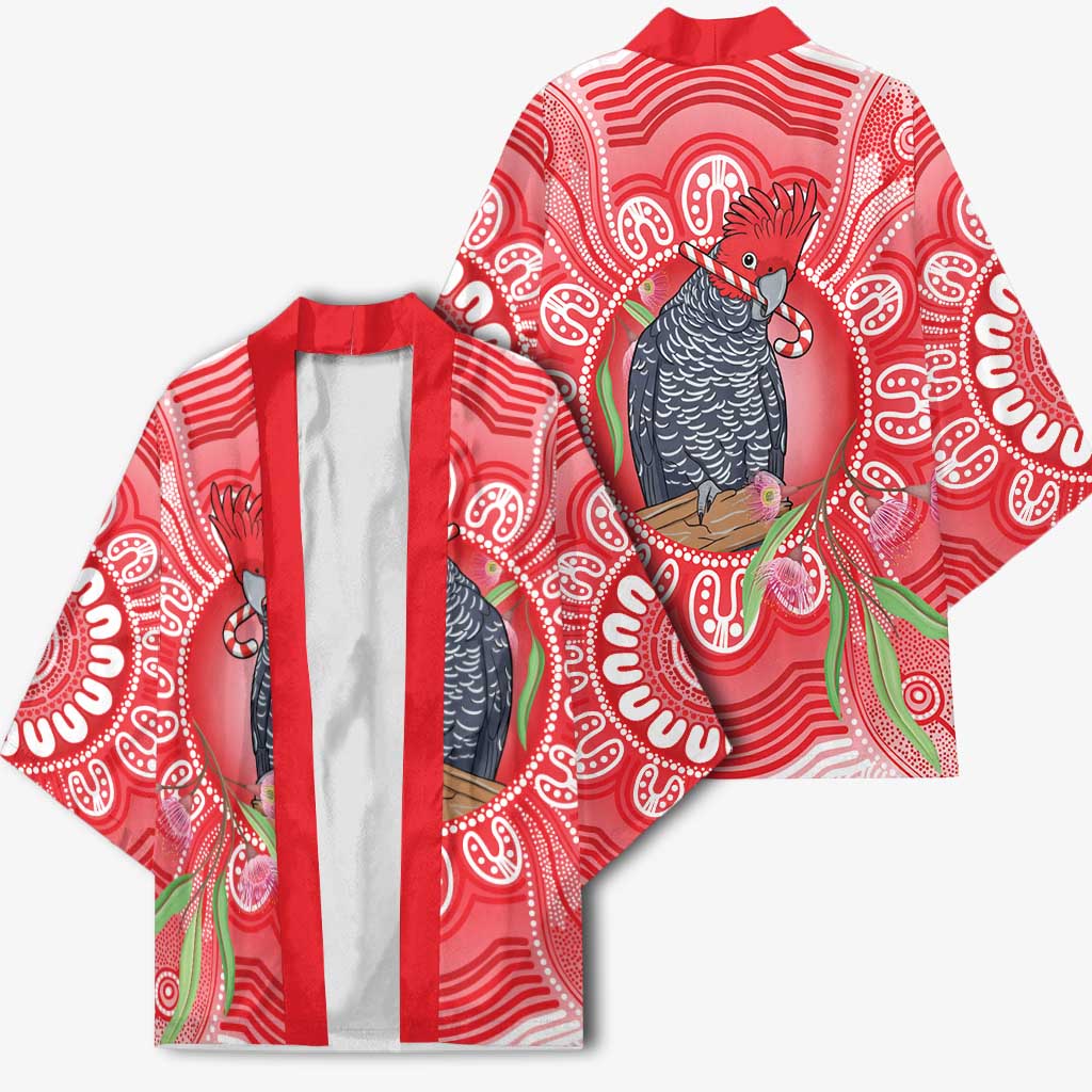 Australia Gang-gang Cockatoo Christmas Kimono Eucalyptus Blossoms Aboriginal Merry Xmas - Aussie Hoodie