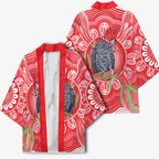 Australia Gang-gang Cockatoo Christmas Kimono Eucalyptus Blossoms Aboriginal Merry Xmas - Aussie Hoodie