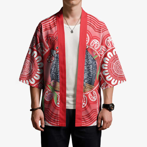 Australia Gang-gang Cockatoo Christmas Kimono Eucalyptus Blossoms Aboriginal Merry Xmas - Aussie Hoodie