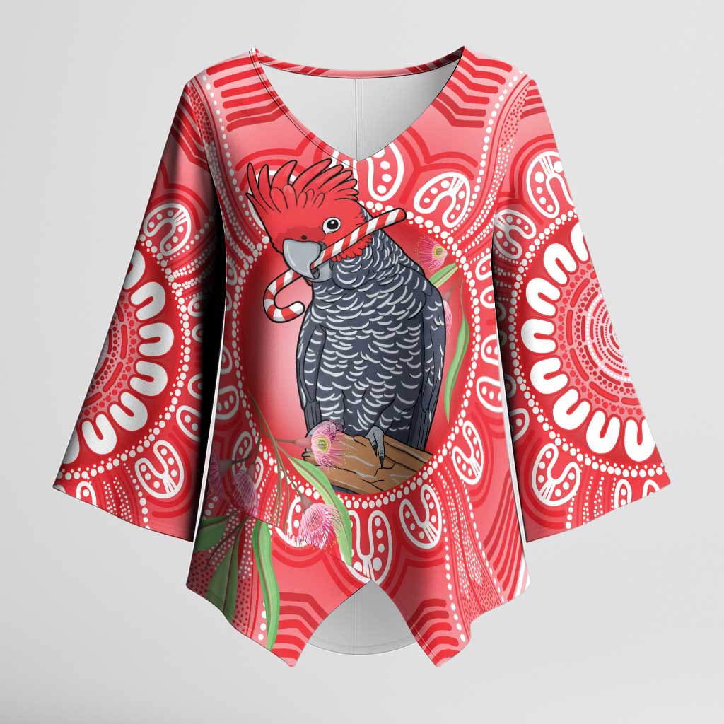 Australia Gang-gang Cockatoo Christmas Kimono Sleeve Blouse Eucalyptus Blossoms Aboriginal Merry Xmas - Aussie Hoodie