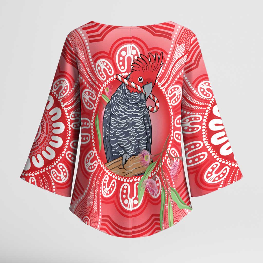 Australia Gang-gang Cockatoo Christmas Kimono Sleeve Blouse Eucalyptus Blossoms Aboriginal Merry Xmas - Aussie Hoodie
