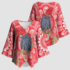 Australia Gang-gang Cockatoo Christmas Kimono Sleeve Blouse Eucalyptus Blossoms Aboriginal Merry Xmas - Aussie Hoodie