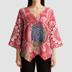 Australia Gang-gang Cockatoo Christmas Kimono Sleeve Blouse Eucalyptus Blossoms Aboriginal Merry Xmas - Aussie Hoodie