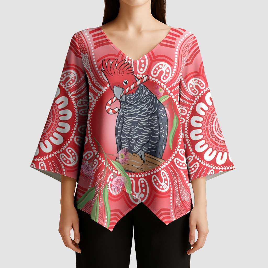 Australia Gang-gang Cockatoo Christmas Kimono Sleeve Blouse Eucalyptus Blossoms Aboriginal Merry Xmas - Aussie Hoodie