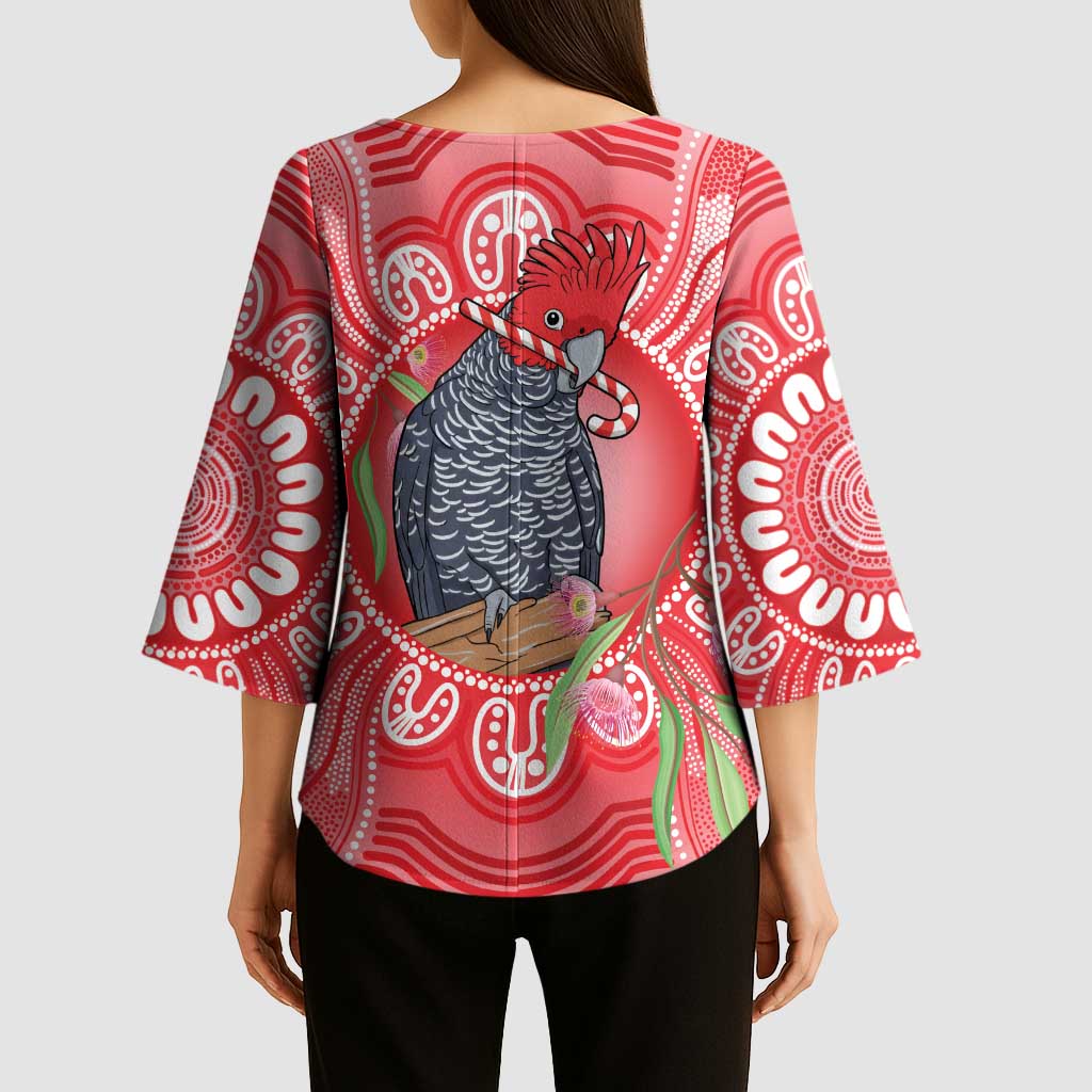 Australia Gang-gang Cockatoo Christmas Kimono Sleeve Blouse Eucalyptus Blossoms Aboriginal Merry Xmas - Aussie Hoodie