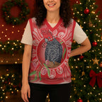 Australia Gang-gang Cockatoo Christmas Knitted V-Neck Vest Eucalyptus Blossoms Aboriginal Merry Xmas - Aussie Hoodie
