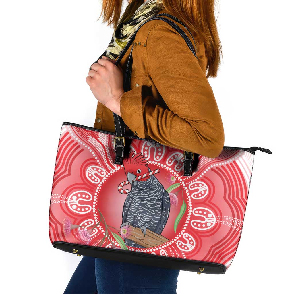 Australia Gang-gang Cockatoo Christmas Leather Tote Bag Eucalyptus Blossoms Aboriginal Merry Xmas - Aussie Hoodie